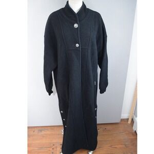 Geiger Collections Long Coat 42 Black Boiled Wool Austrian Button Front